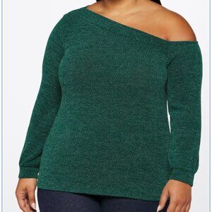 Stitch Fix Deep Green Off Shoulder Knit Top - 2X - NEW